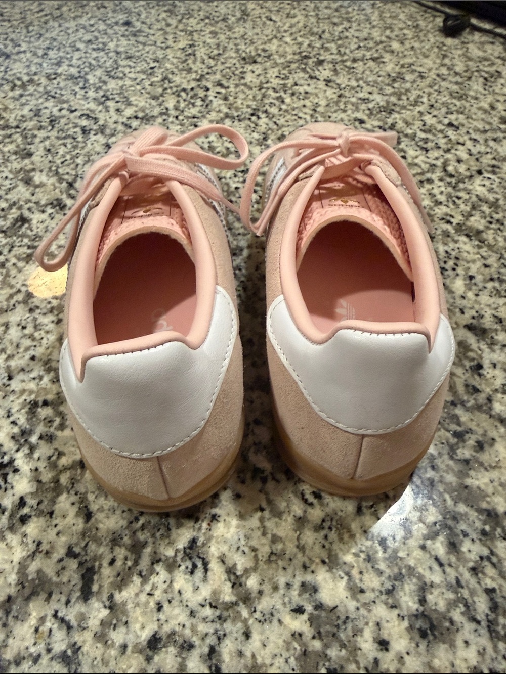 adidas Women's Pink Suede Sneakers with White Stripes - Picture 2 of 7